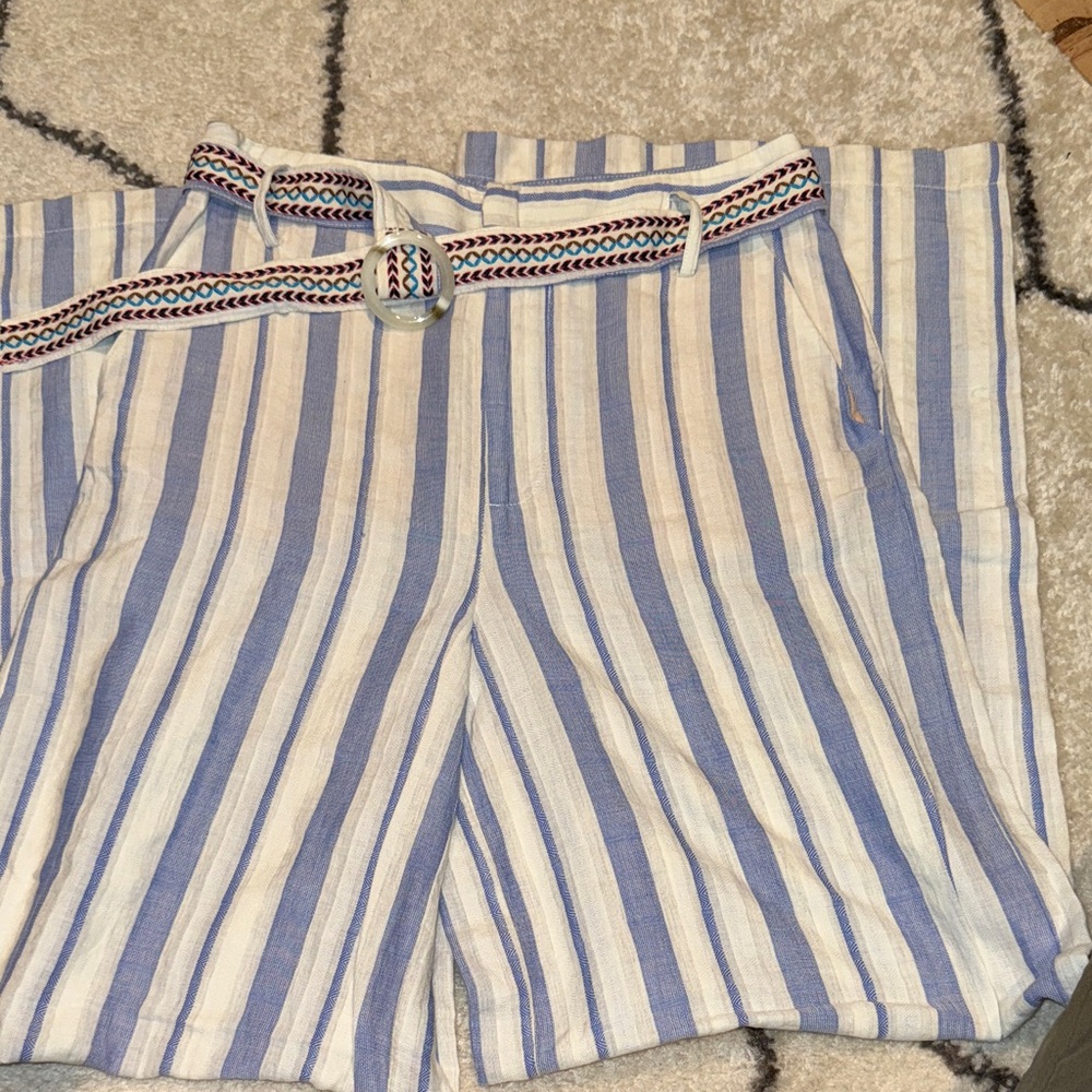 Anthropologie Striped Blue and Cream Shorts